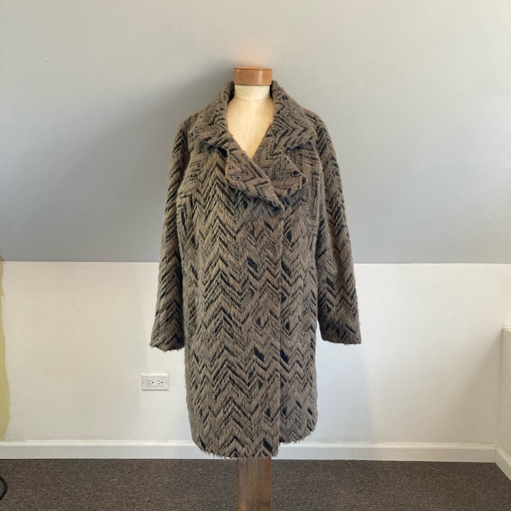 Trina Turk Wool Alpaca Coat in Mushroom - Picture 2 of 12